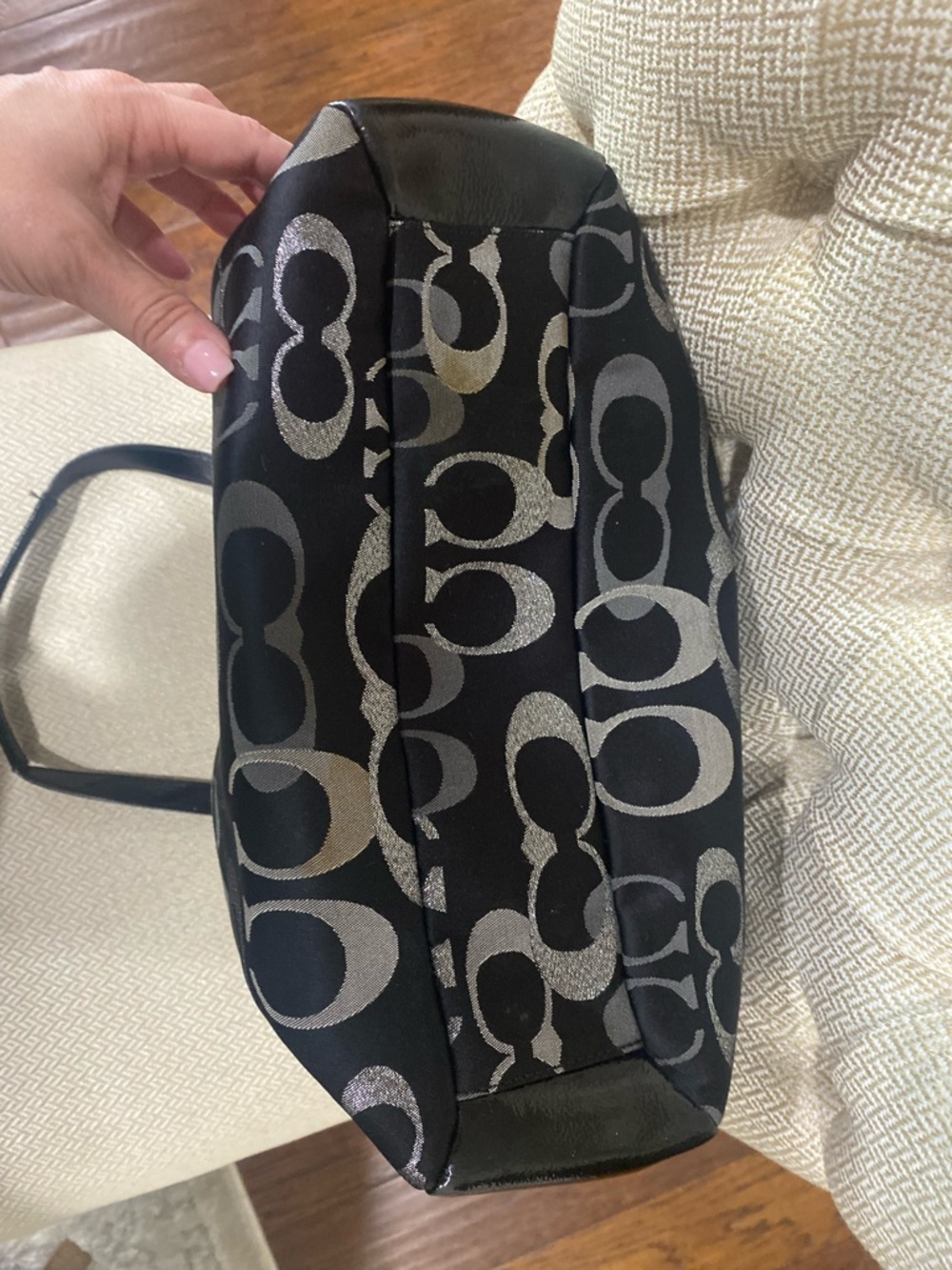 Coach Black and Silver Signature Logo Tote - Picture 12 of 14